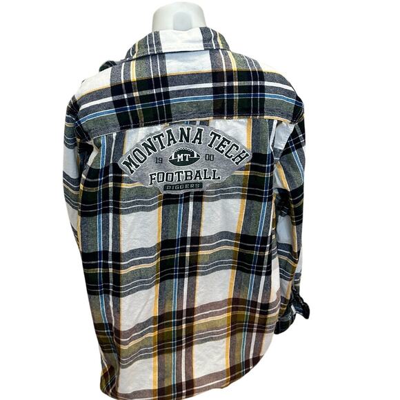 Montana Tech Plaid Flannel Shirt XL Oversize Football Butte Tailgate Unique - Picture 1 of 6